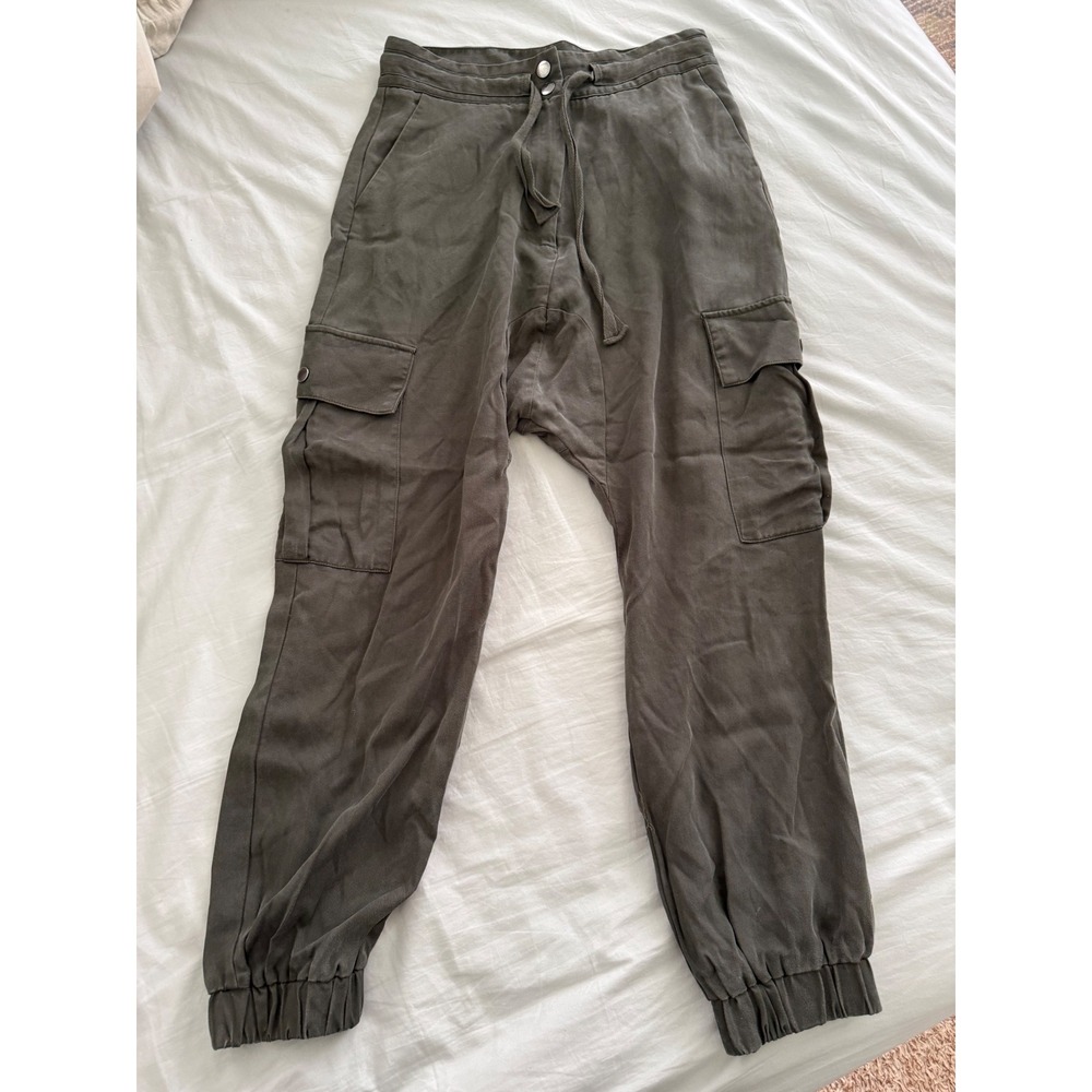 Decjuba Lyocell Cargo Jogger Pants Olive Green Utility Tencel Women‎ 10